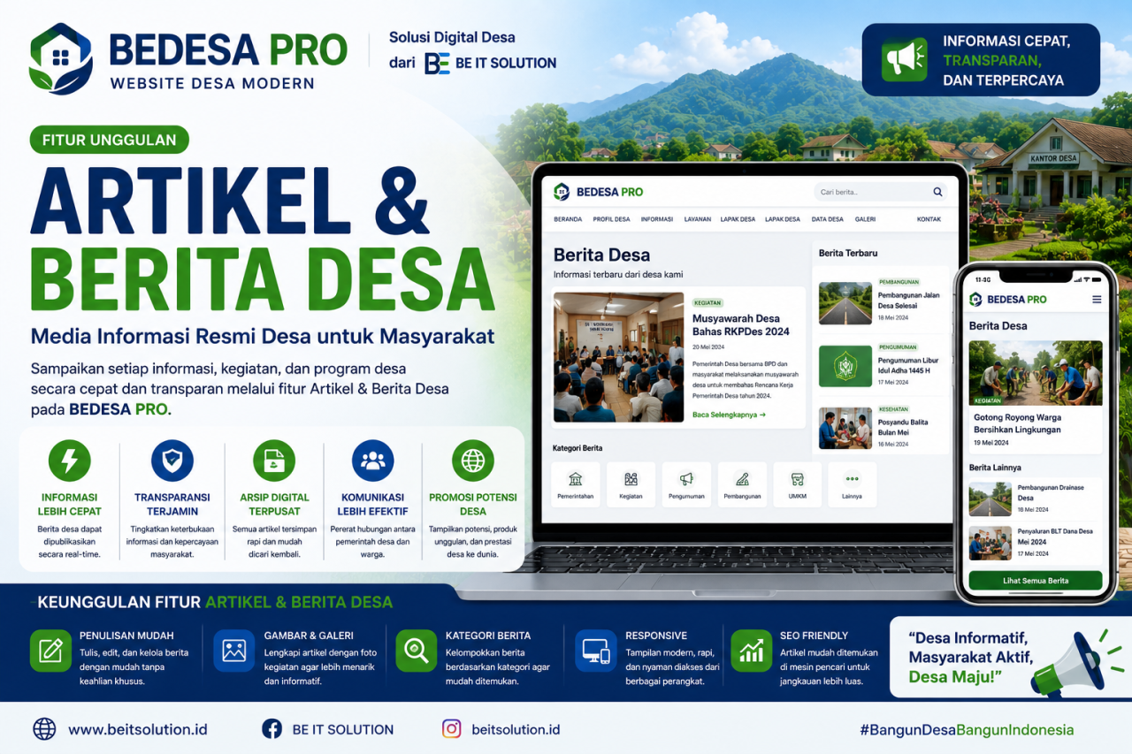 Fitur Artikel & Berita Desa pada BEDESA PRO